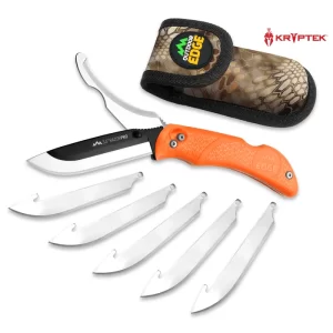 Ourdoor Edge Blaze Orange RazorPro® G 3.5" Replaceable Blade Hunting Knife With Fold Out Gutting Blade